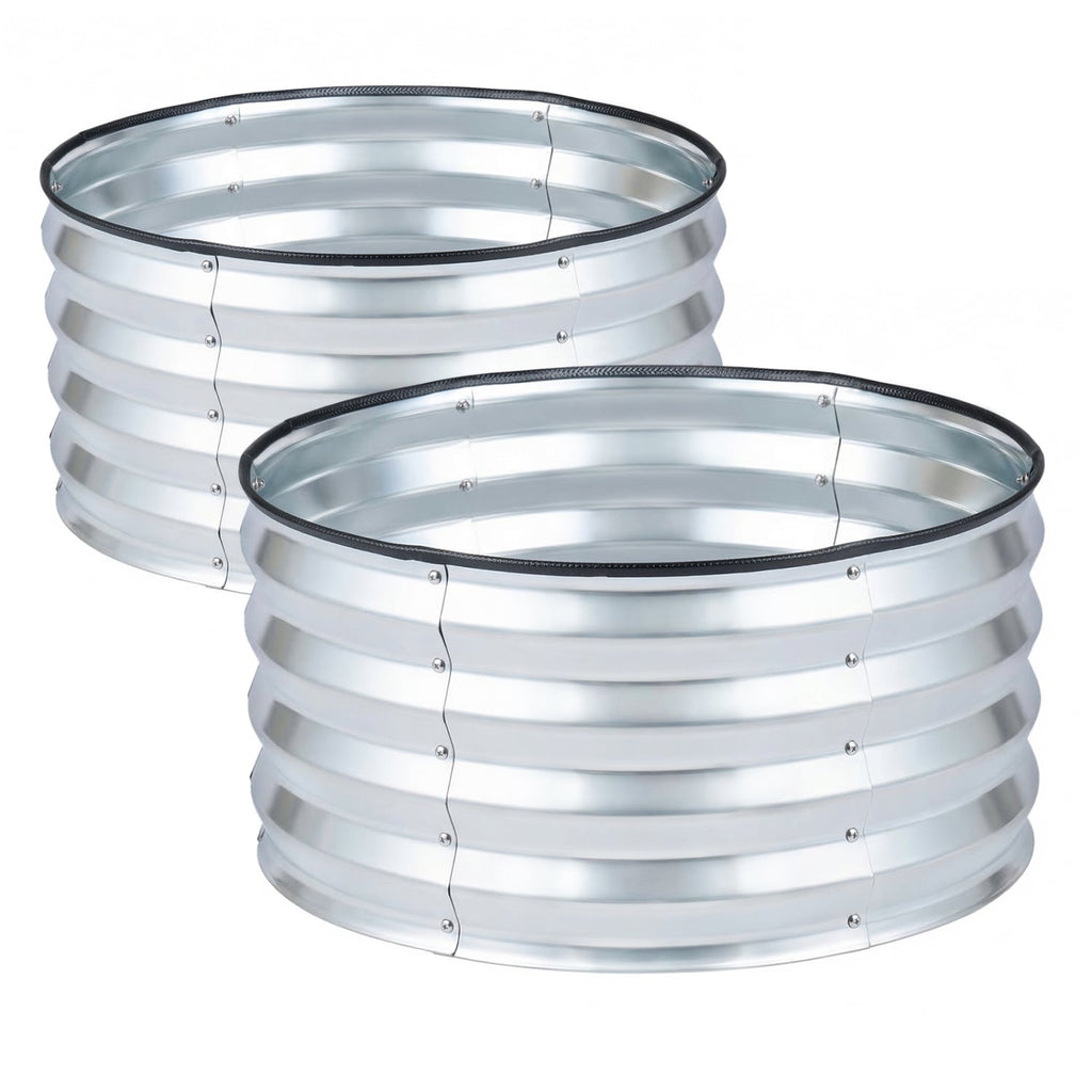 Lot de 2 kits de potager surélevé galvanisé avec base ouverte - Argent