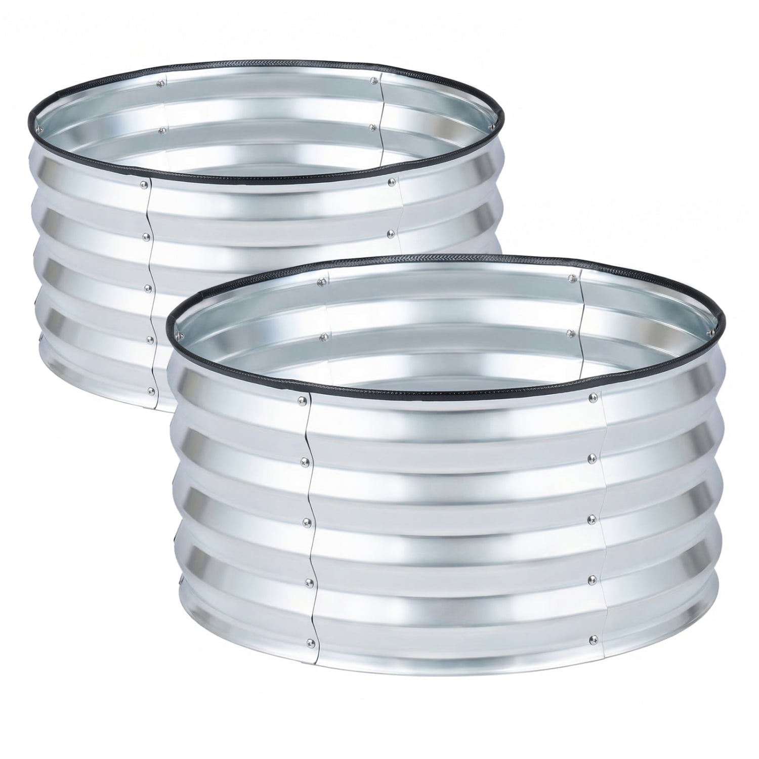 Lot de 2 kits de potager surélevé galvanisé avec base ouverte - Argent