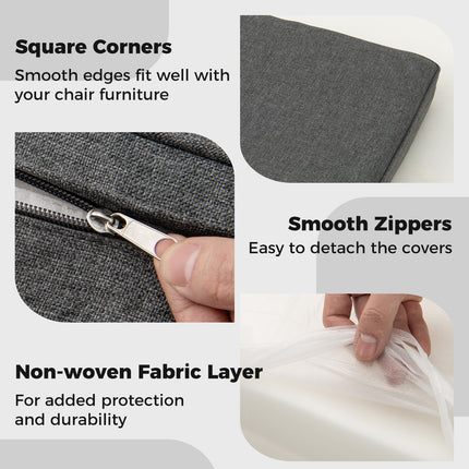 2-Pack Outdoor Patio Cushion Set with Removable Covers-Gray
