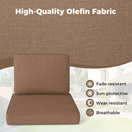2-Pack Outdoor Patio Cushion Set with Removable Covers-Brown