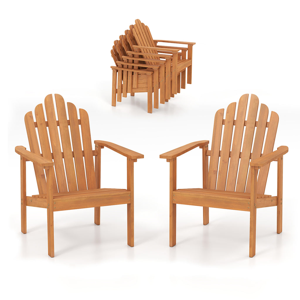 Lot de 2 chaises Adirondack empilables en bois d'acacia massif pour patio