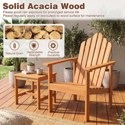2-Pack Stackable Adirondack Chairs with Solid Acacia Wood for Patio