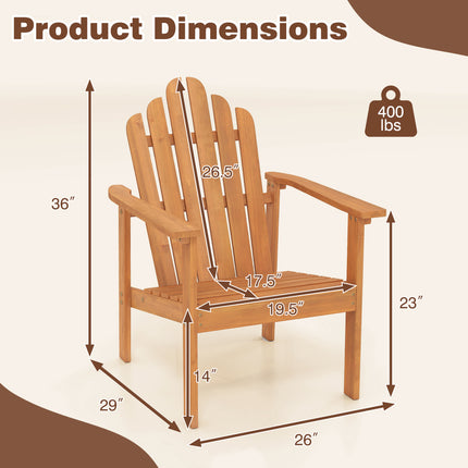 2-Pack Stackable Adirondack Chairs with Solid Acacia Wood for Patio