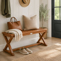 2-Person 44" Solid Wood Outdoor Bench with Slatted Seat for Patio Park Balcony-1 Piece