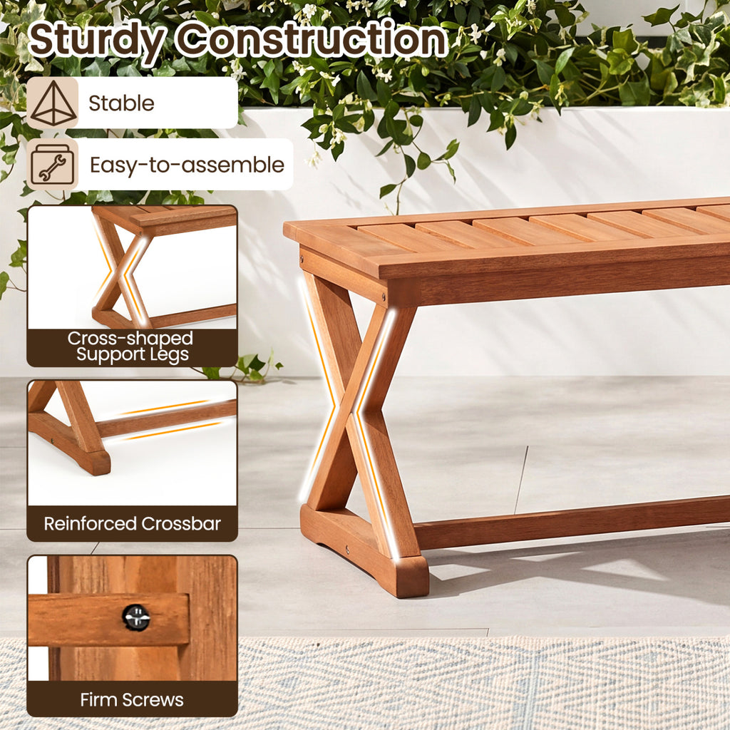 2-Person 44" Solid Wood Outdoor Bench with Slatted Seat for Patio Park Balcony-2 Piece