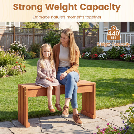 2-Person Outdoor Garden Bench with Solid Wooden Frame for Backyard