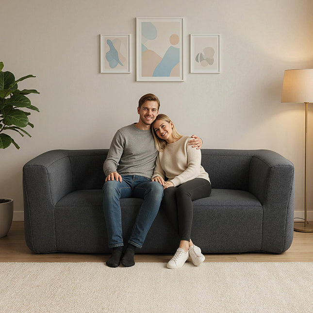 2-Person Portable Blow Up Sofa with Detachable Cover-Gray