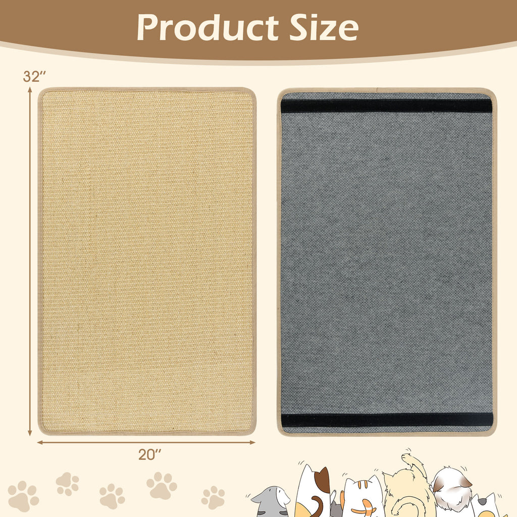 2 Piece Cat Scratcher Mat Set 32 x 20 Inch Natural Sisal Pads