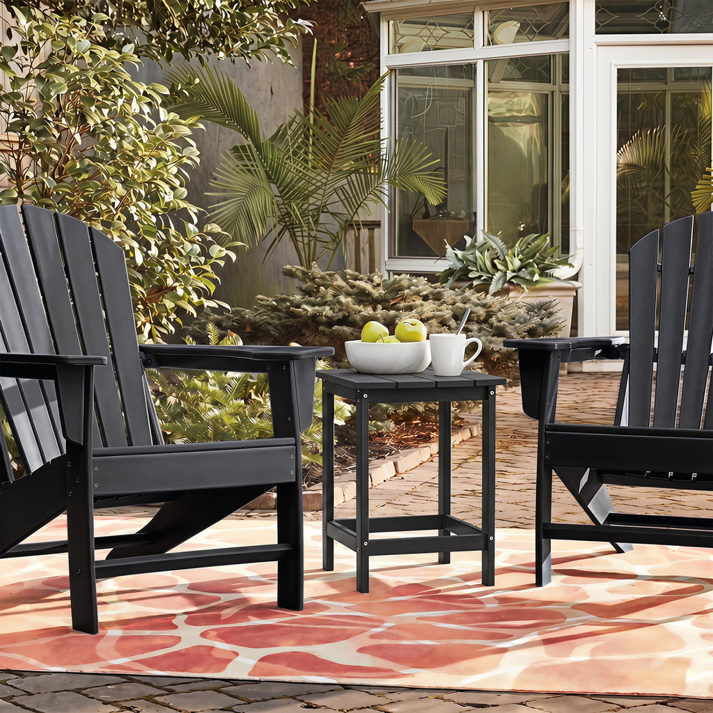 2-Pieces18 Inches Adirondack Outdoor Side Table for Patio and Garden-Black