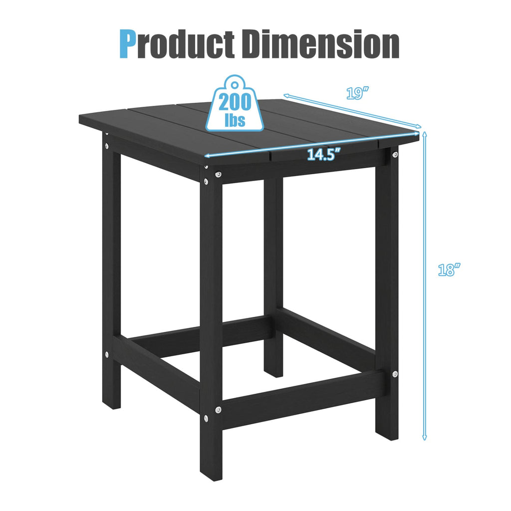 2-Pieces18 Inches Adirondack Outdoor Side Table for Patio and Garden-Black