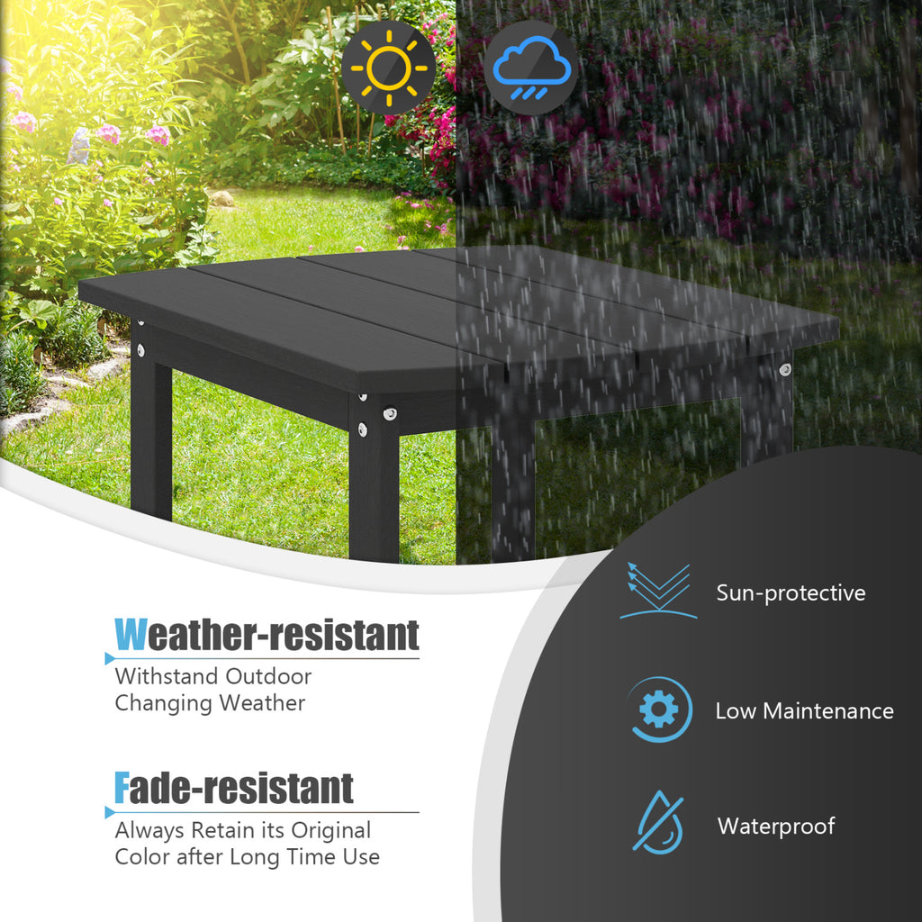 2-Pieces18 Inches Adirondack Outdoor Side Table for Patio and Garden-Black