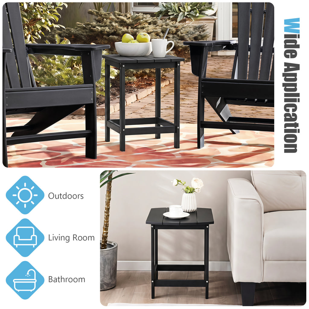 2-Pieces18 Inches Adirondack Outdoor Side Table for Patio and Garden-Black
