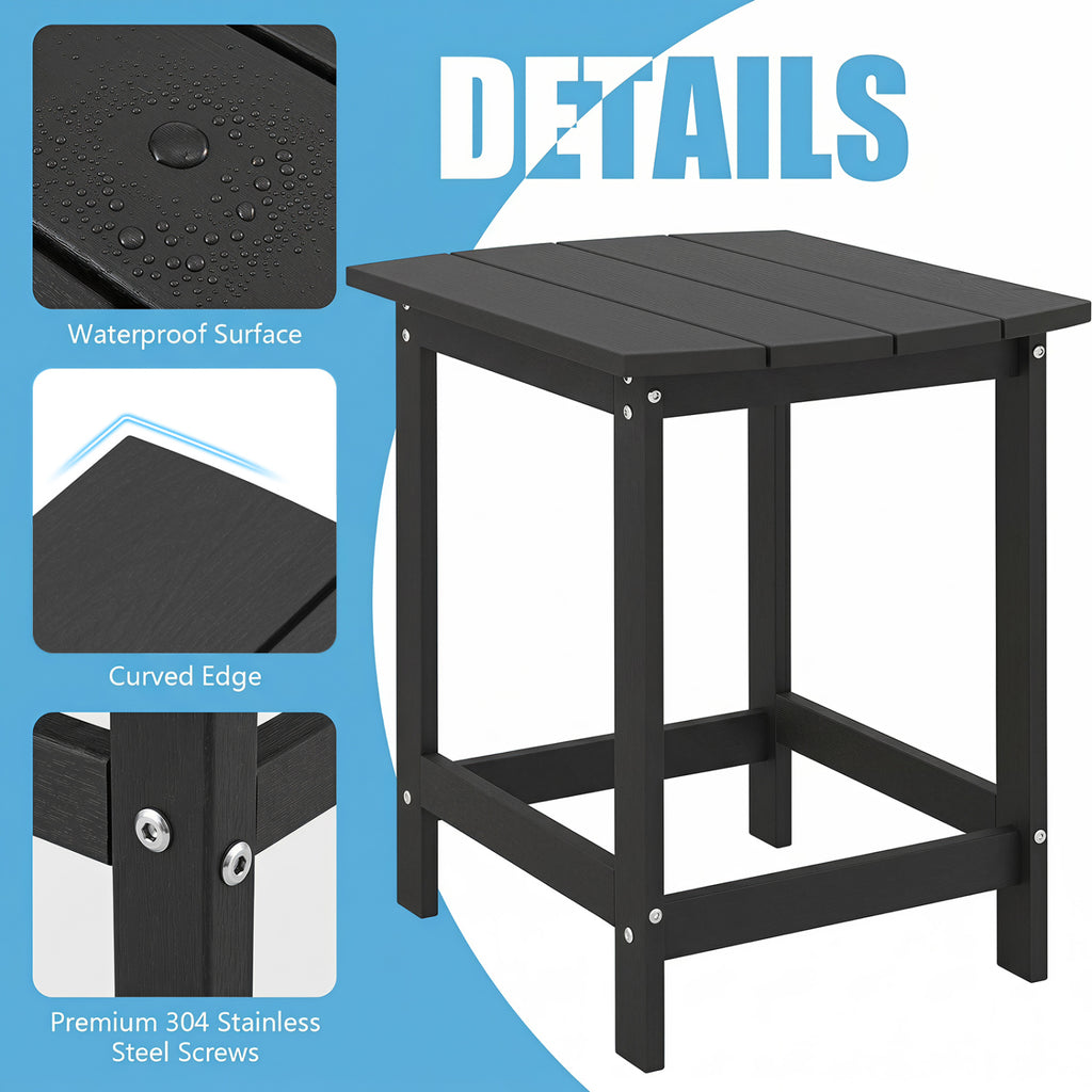 2-Pieces18 Inches Adirondack Outdoor Side Table for Patio and Garden-Black