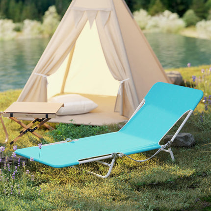 2 Pieces 5-position Lay Flat Beach Recliner with Carry Strap and Metal Frame-Navy