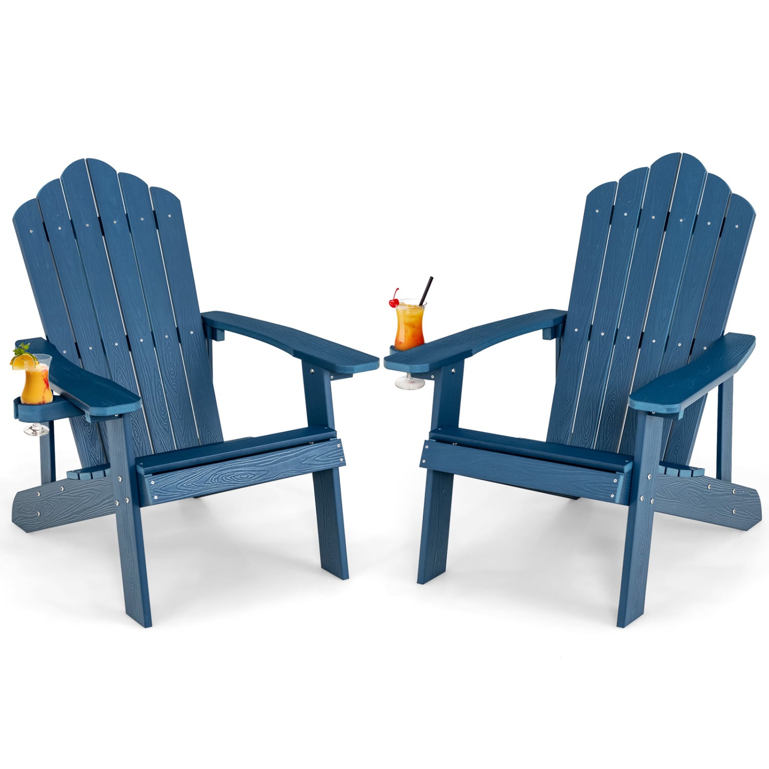 Ensemble de 2 chaises Adirondack avec conception ergonomique pour terrasse et jardin - Bleu marine