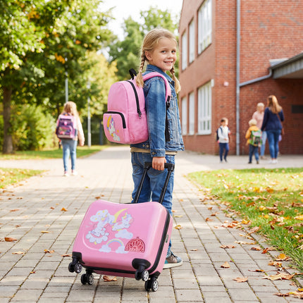 2 Pieces Kid Luggage Set with Spinner Wheels and Aluminum Handle-Pink