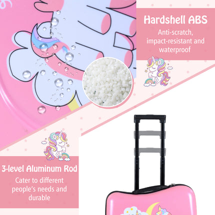 2 Pieces Kid Luggage Set with Spinner Wheels and Aluminum Handle-Pink