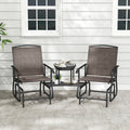 2-Seater Outdoor Glider Bench with 2-Tier Center Table-Brown