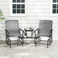 2-Seater Outdoor Glider Bench with 2-Tier Center Table-Gray
