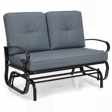 2 Seats Outdoor Swing Glider Chair with Removable Cushions-Gray