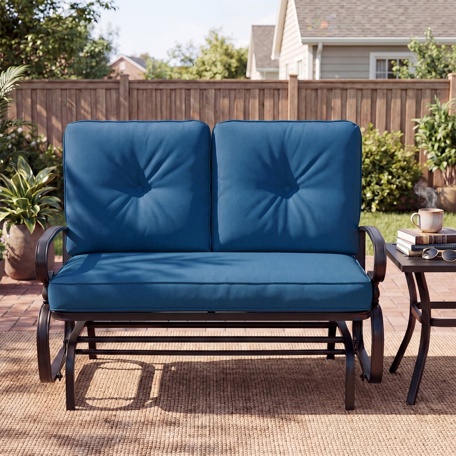 Balancelle à deux places d'extérieur avec coussins confortables - Gris