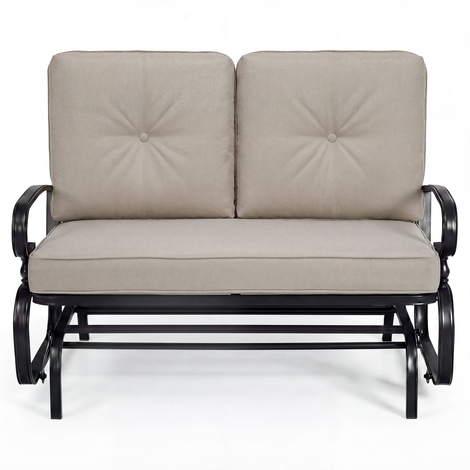 Fauteuil balançoire à bascule 2 places d'extérieur avec coussins confortables - Beige
