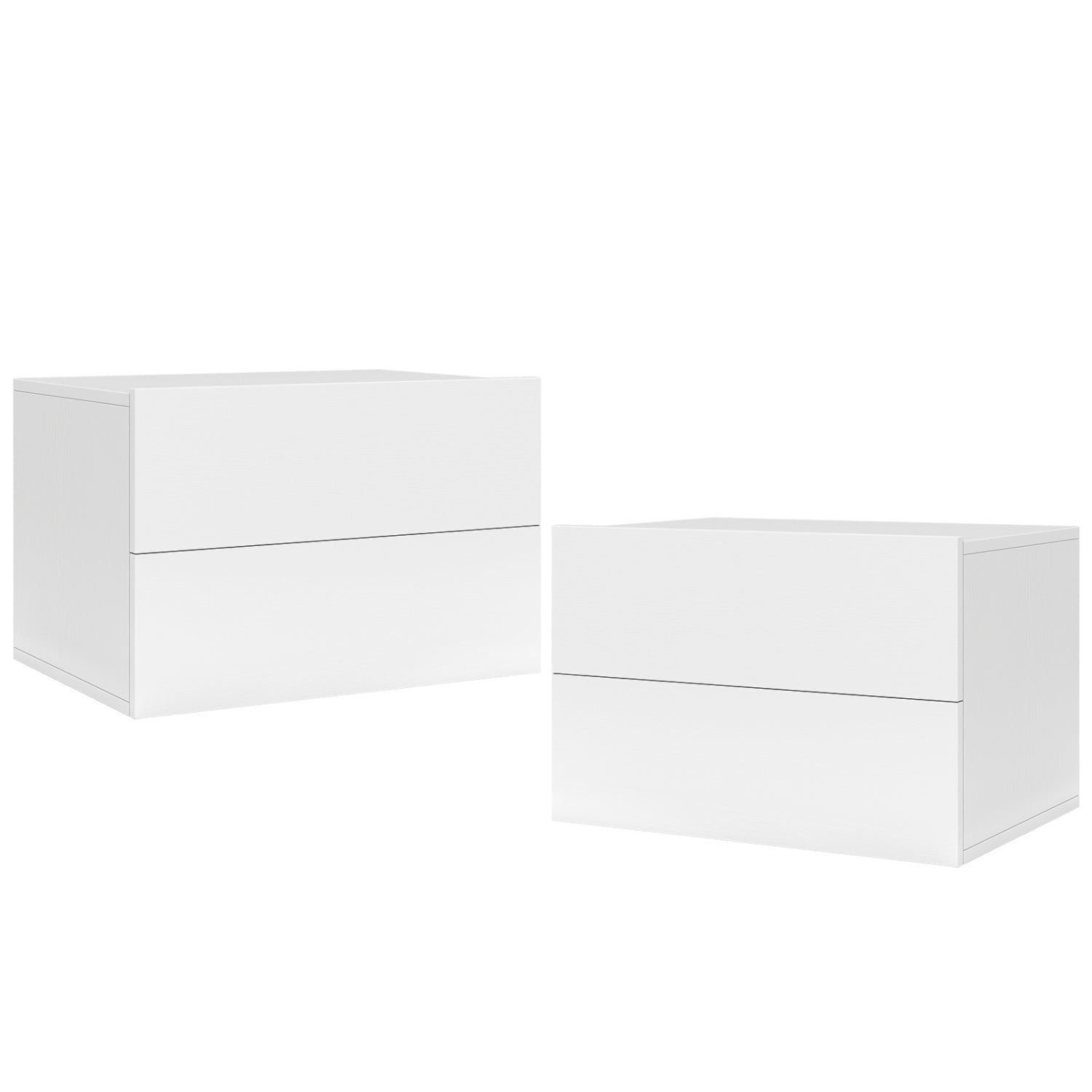 2 Storage Drawers Wall Mounted Floating Nightstand for Bedroom-White