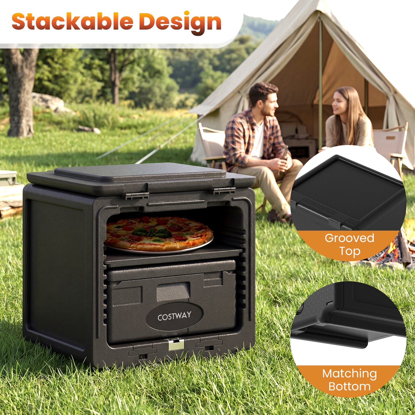 2 Tier Insulated Food Pan Carrier Food Warmer with Removable Tray and Box