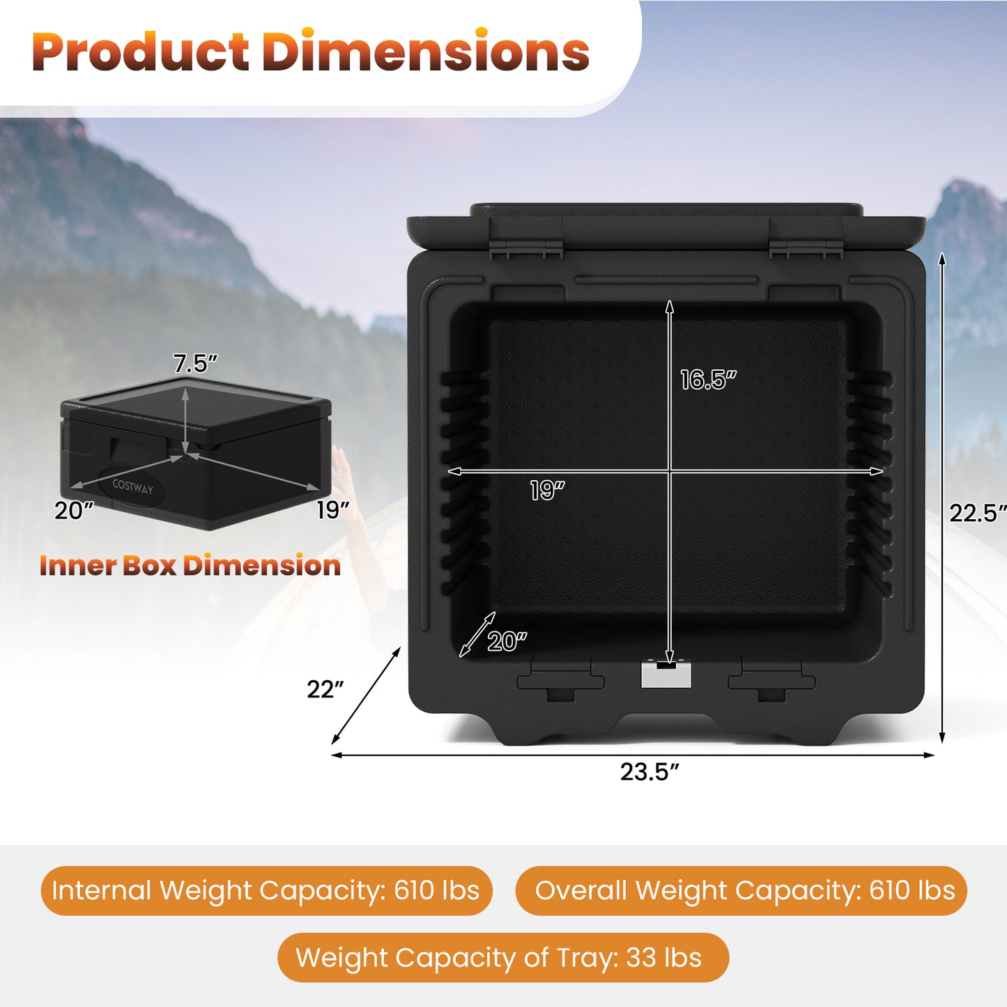 2 Tier Insulated Food Pan Carrier Food Warmer with Removable Tray and Box