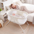2 in 1 Baby Bassinet with Rocking Motion Foldable Bedside Sleeper with Breathable Mesh-Beige