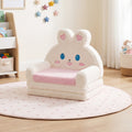 2-in-1 Convertible Kids Sofa to Lounger with Bunny Pattern-Pink