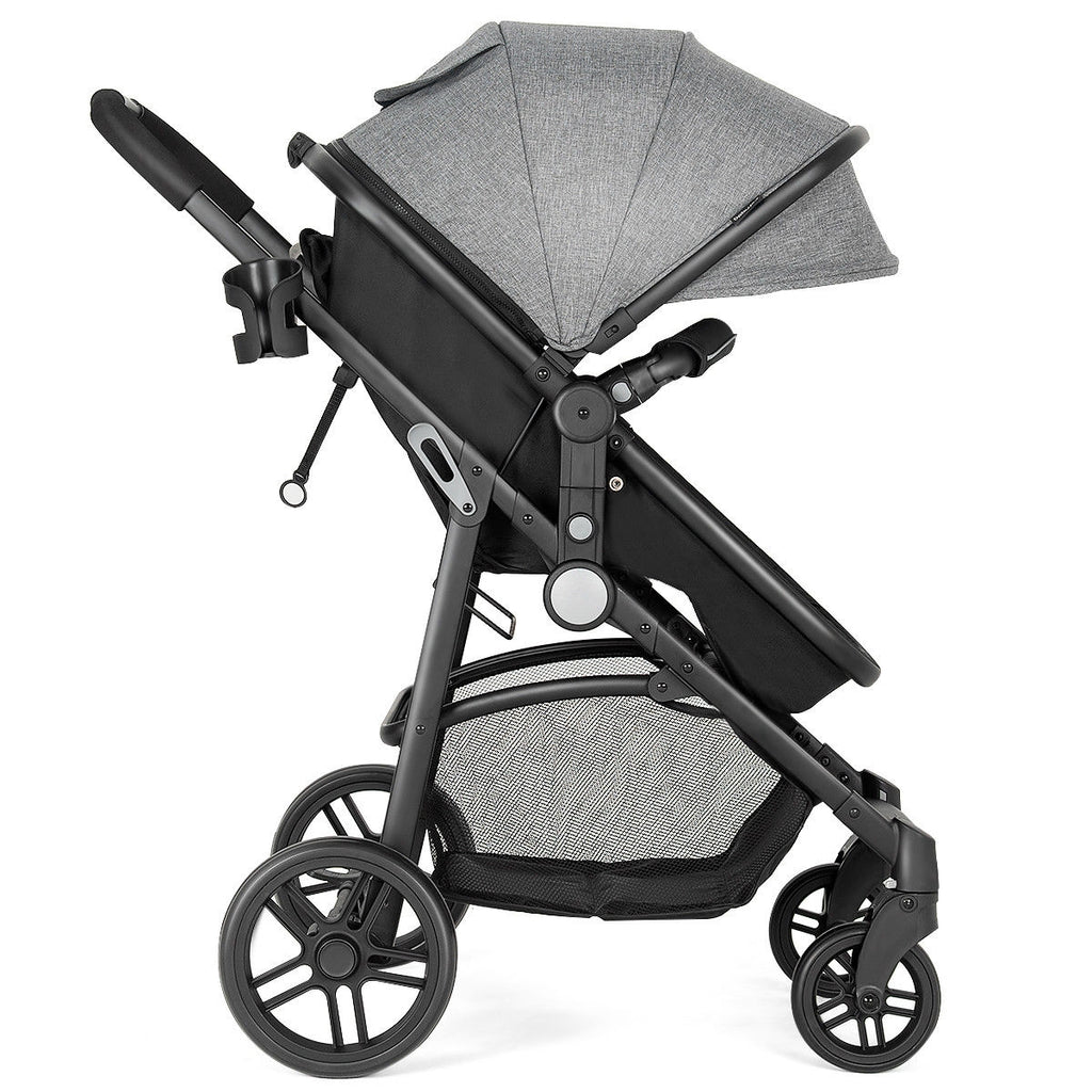 2 in 1 Foldable Pushchair Newborn Infant Baby Stroller-Gray