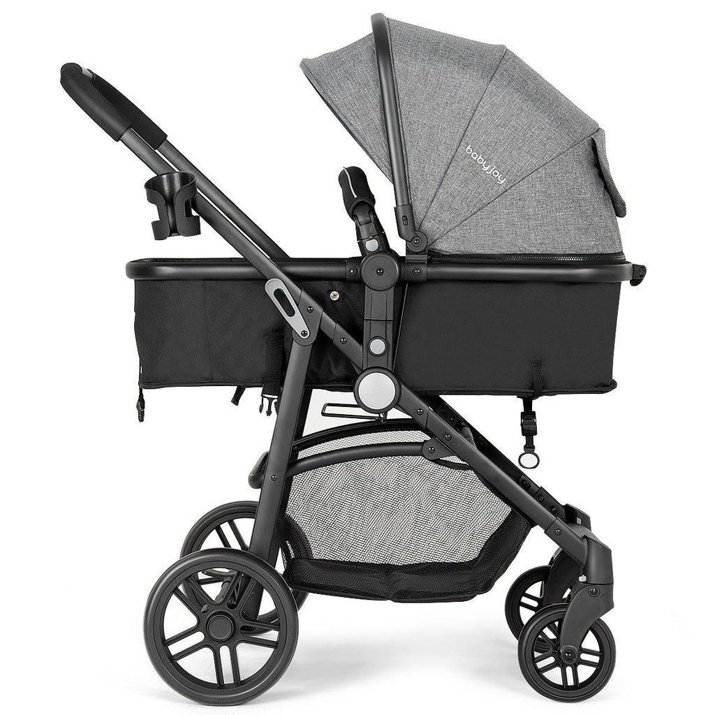 2 in 1 Foldable Pushchair Newborn Infant Baby Stroller-Gray