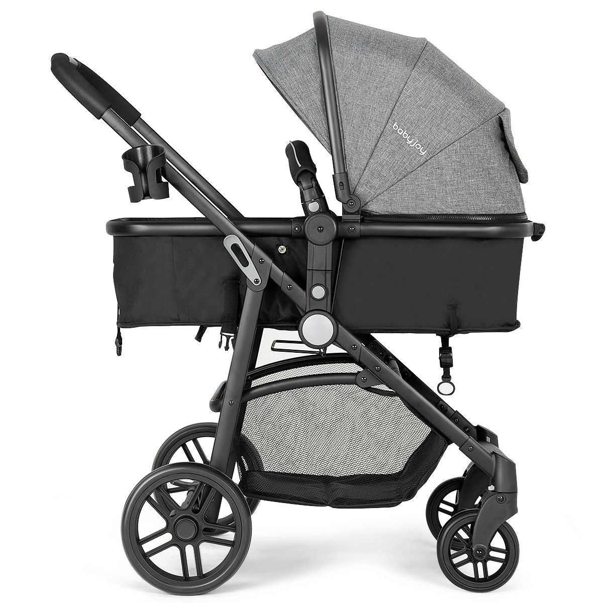 2 in 1 Foldable Pushchair Newborn Infant Baby Stroller-Gray