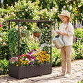 Jardinière surélevée 2-en-1 avec toit suspendu et treillis - Marron