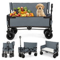 2-in-1 Wagon Bench Seat Combo Collapsible Beach Cart-Gray