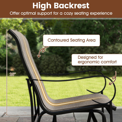2-Person Outdoor Glider Bench with High Backrest-Brown