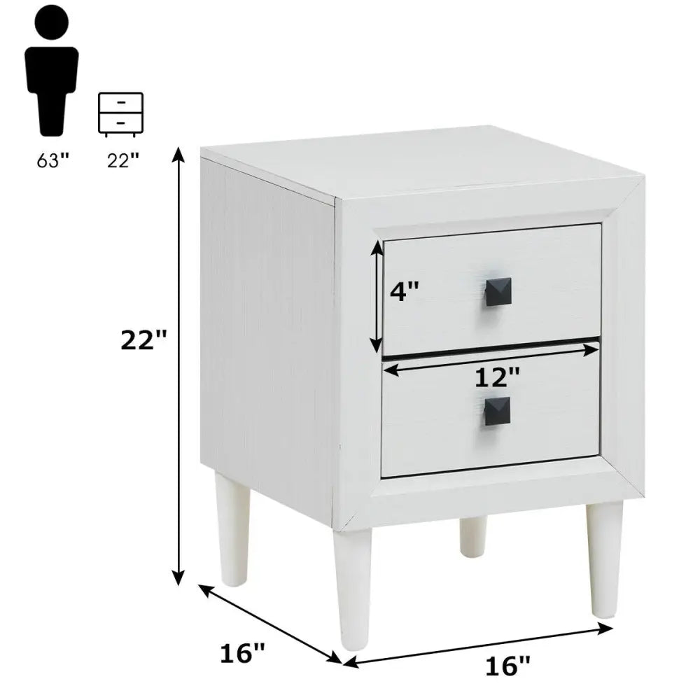 2Pcs Multipurpose Retro Nightstand with 2 Drawers-White Costway