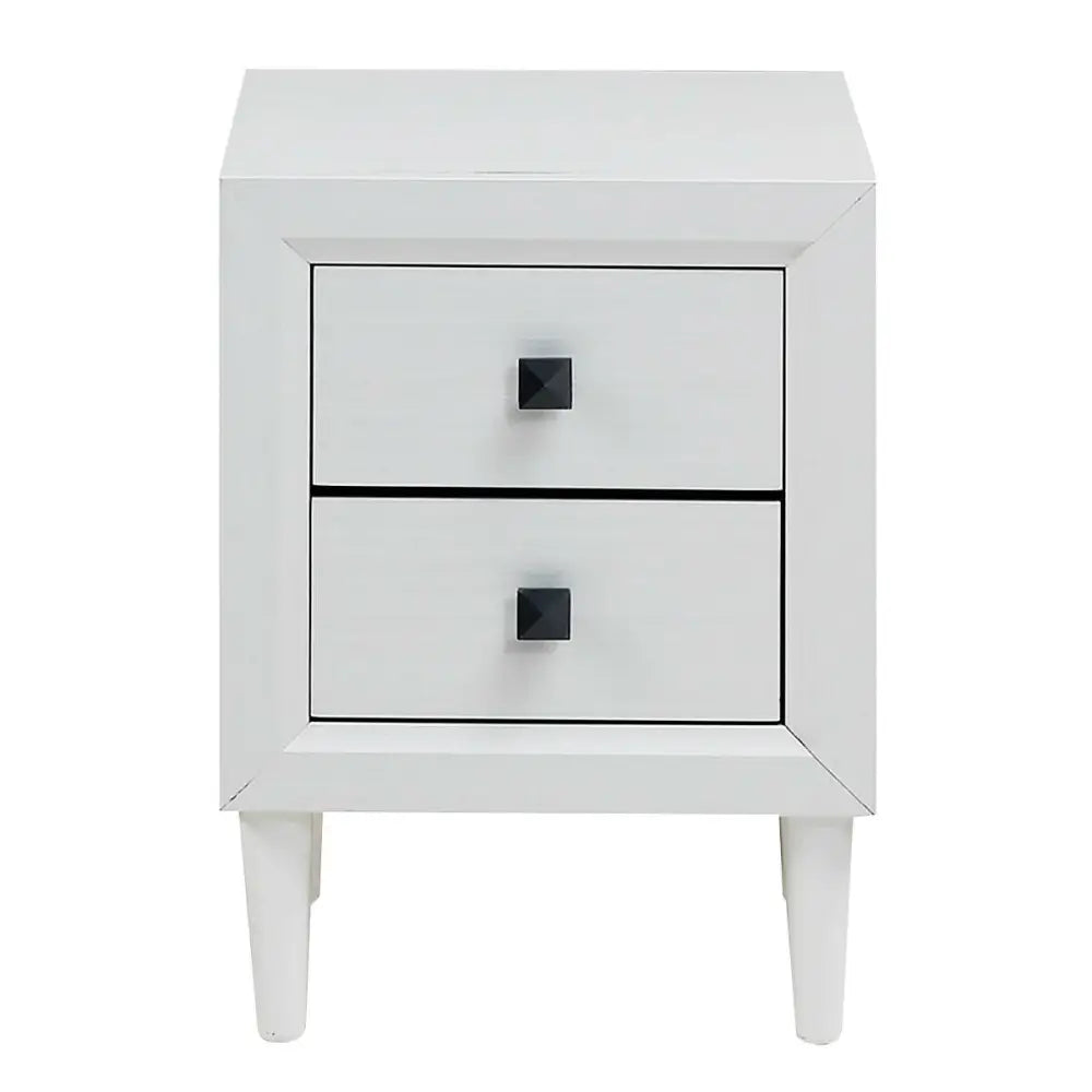 2Pcs Multipurpose Retro Nightstand with 2 Drawers-White Costway