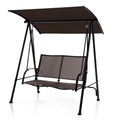 2Seat Outdoor Canopy Swing with Comfortable Fabric Seat and Heavyduty Metal FrameBrown - Oasis Home Essentials