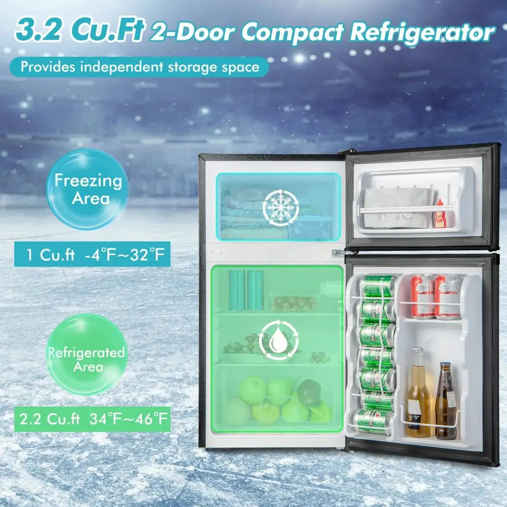 3.2 Cu. Ft Compact Mini Fridge with 5 Temperature Settings-Black Costway