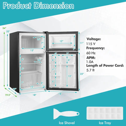 3.2 Cu. Ft Compact Mini Fridge with 5 Temperature Settings-Black Costway