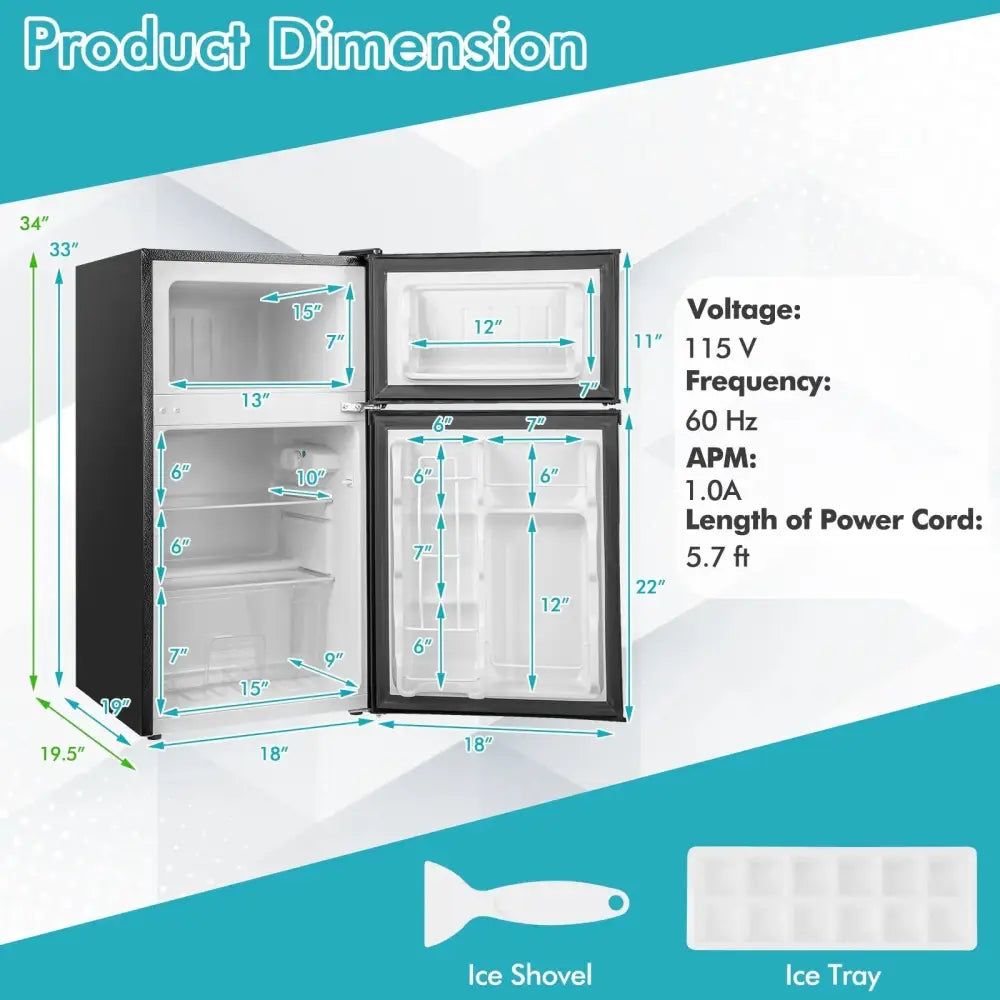 3.2 Cu. Ft Compact Mini Fridge with 5 Temperature Settings-Black Costway