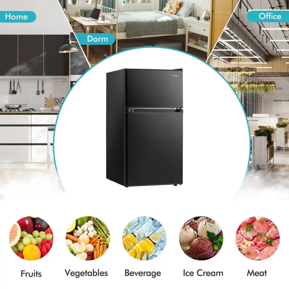 3.2 Cu. Ft Compact Mini Fridge with 5 Temperature Settings-Black Costway