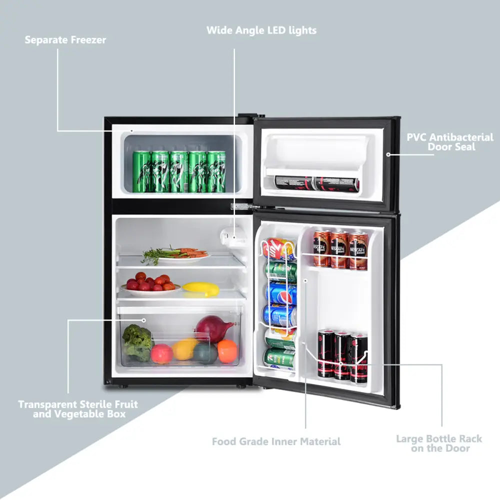 3.2 cu ft. Compact Stainless Steel Refrigerator-Black - Black - Refrigerators