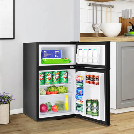 3.2 cu ft. Compact Stainless Steel Refrigerator-Black Costway