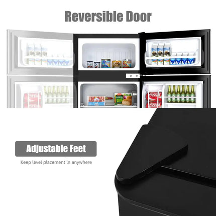 3.2 cu ft. Compact Stainless Steel Refrigerator-Black Costway