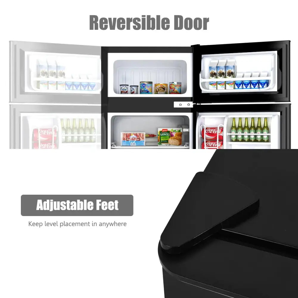 3.2 cu ft. Compact Stainless Steel Refrigerator-Black Costway