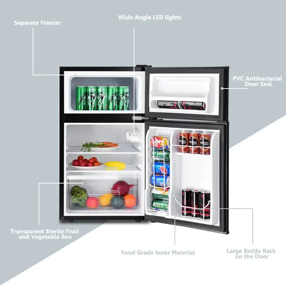 3.2 cu ft. Compact Stainless Steel Refrigerator-Black Costway