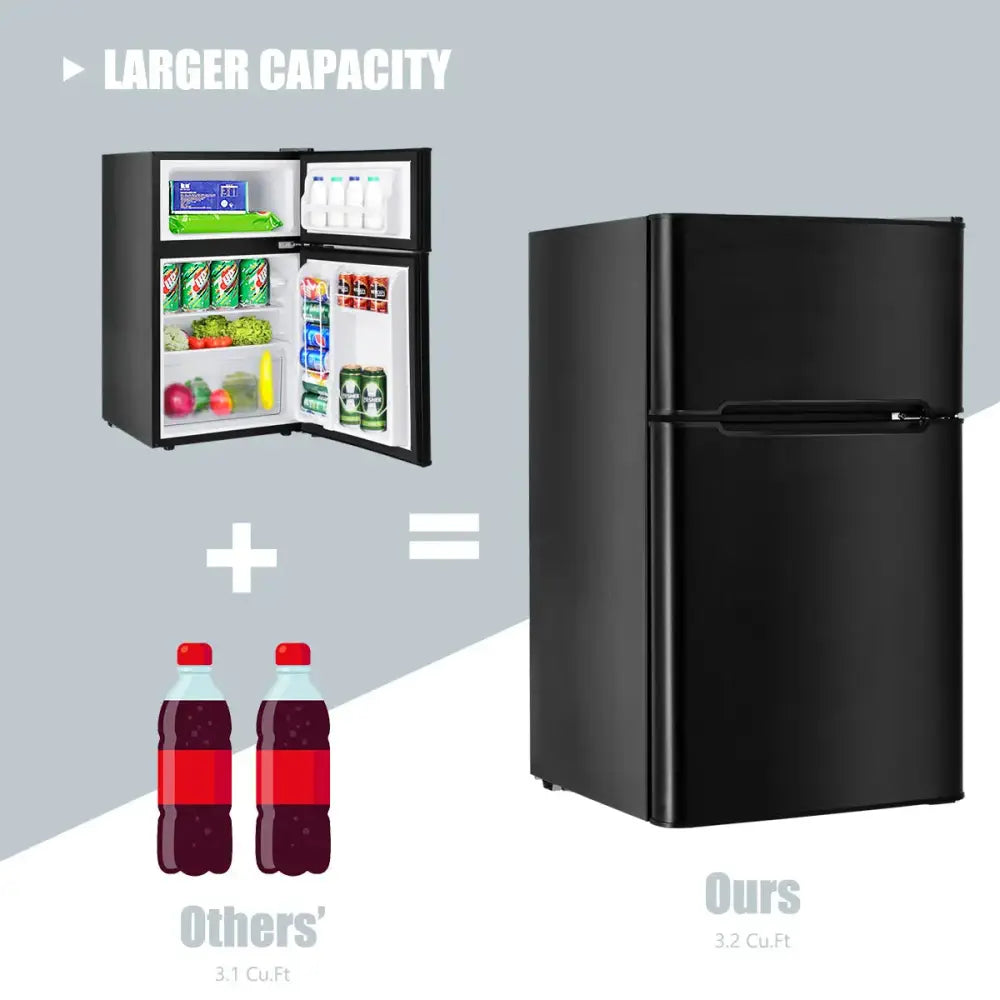 3.2 cu ft. Compact Stainless Steel Refrigerator-Black Costway